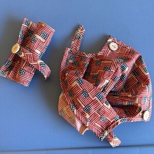 Longaberger 5" Measuring Patriotic All American Flag Fabric Liner and Handle Tie